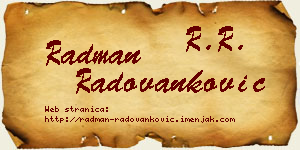 Radman Radovanković vizit kartica